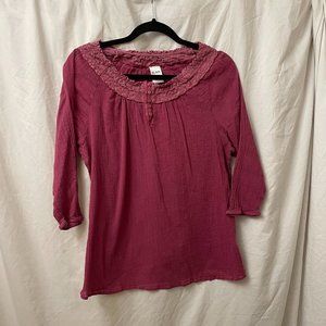 Rose Gauze Peasant Top